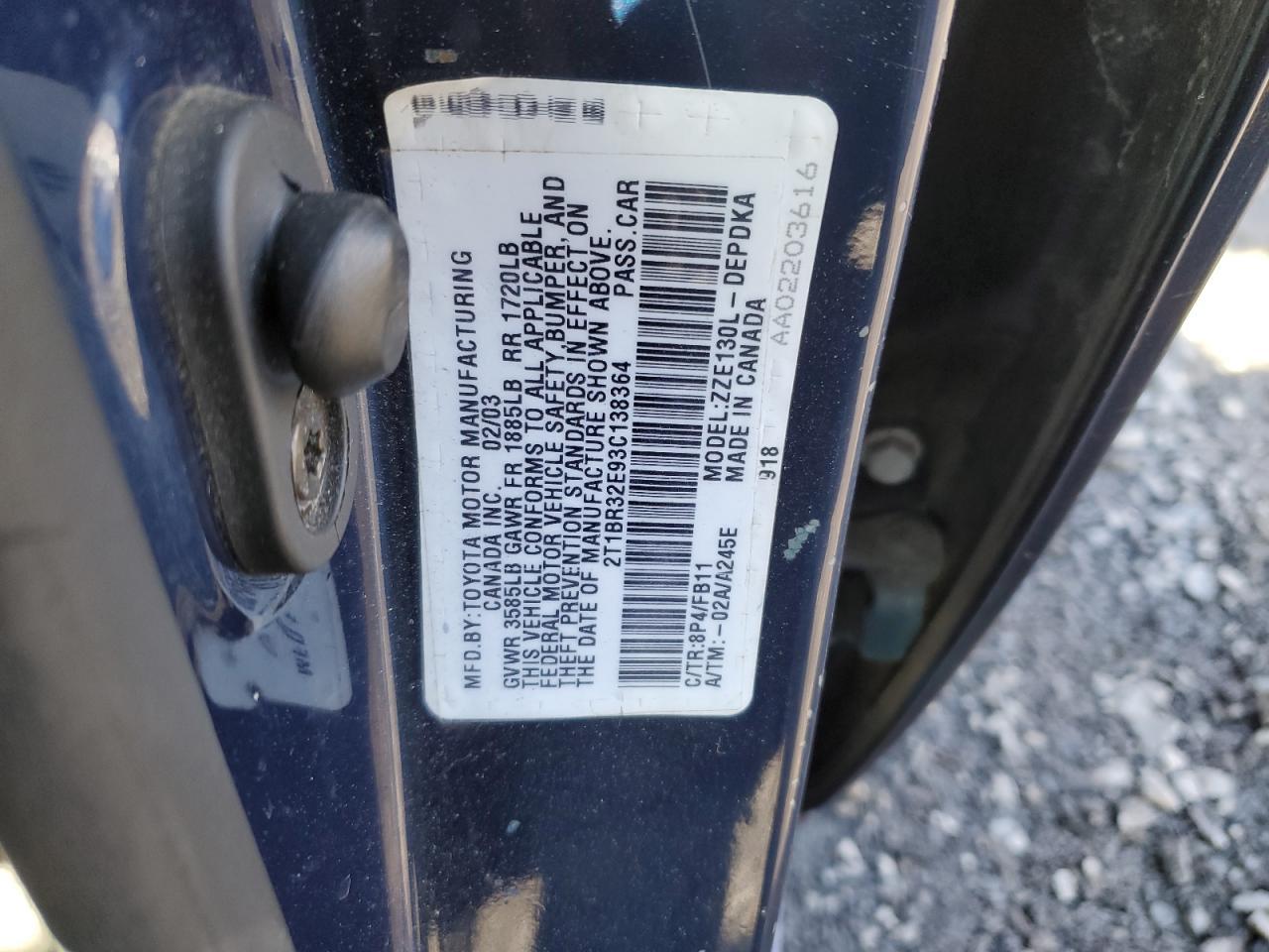 2003 TOYOTA COROLLA