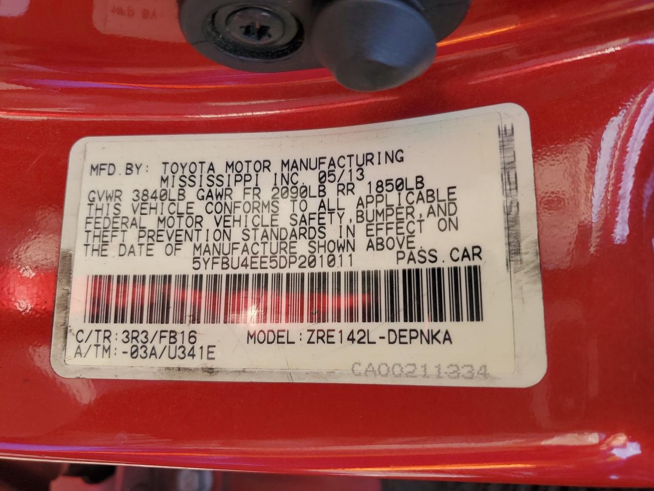 2013 TOYOTA COROLLA
