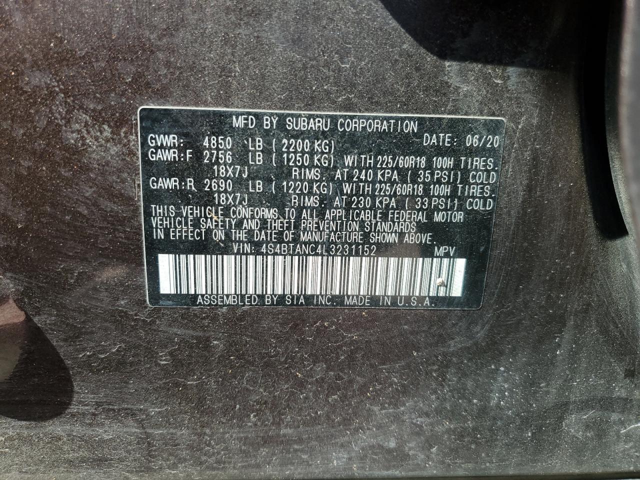 2020 SUBARU Outback