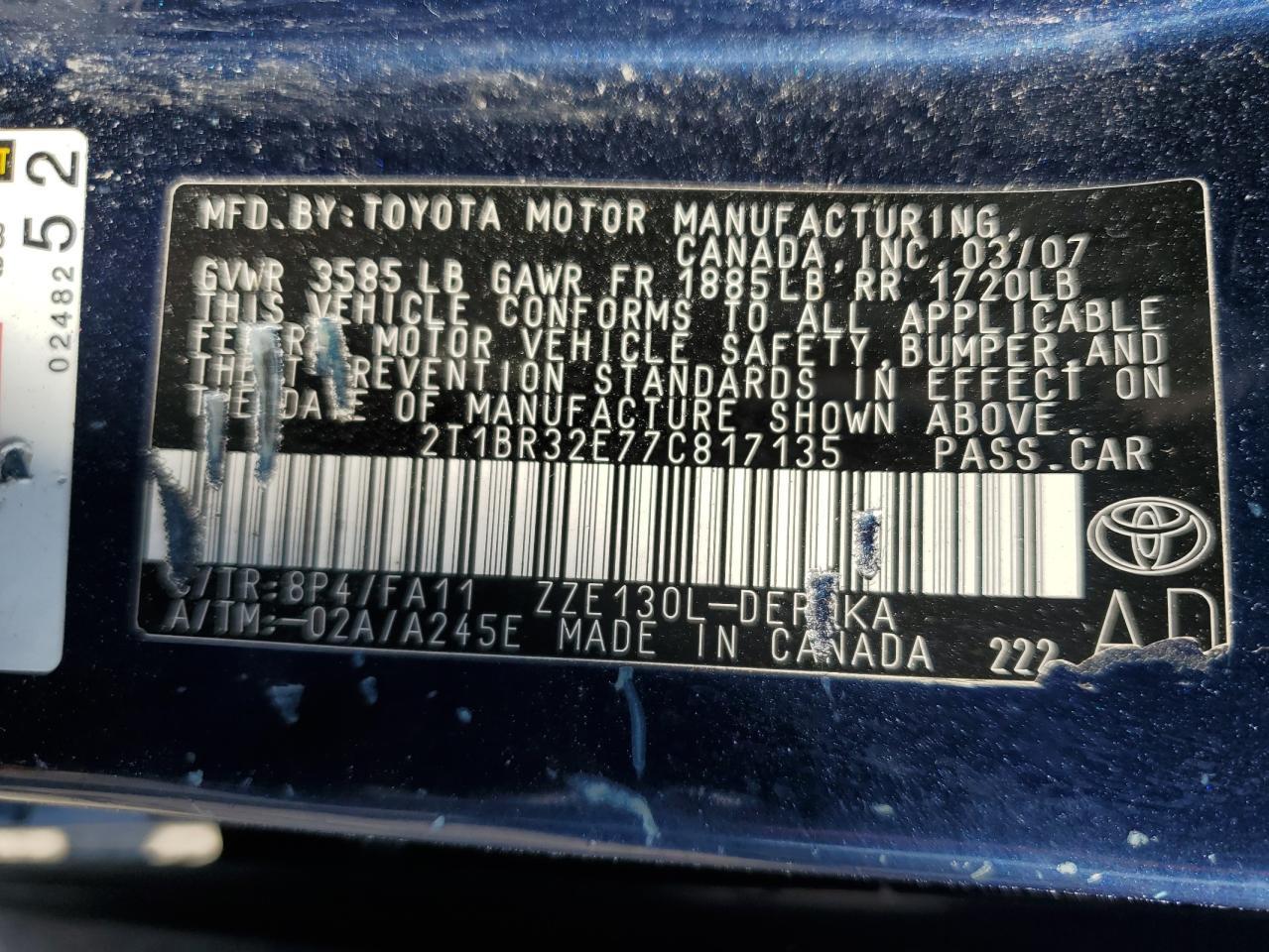 2007 TOYOTA COROLLA