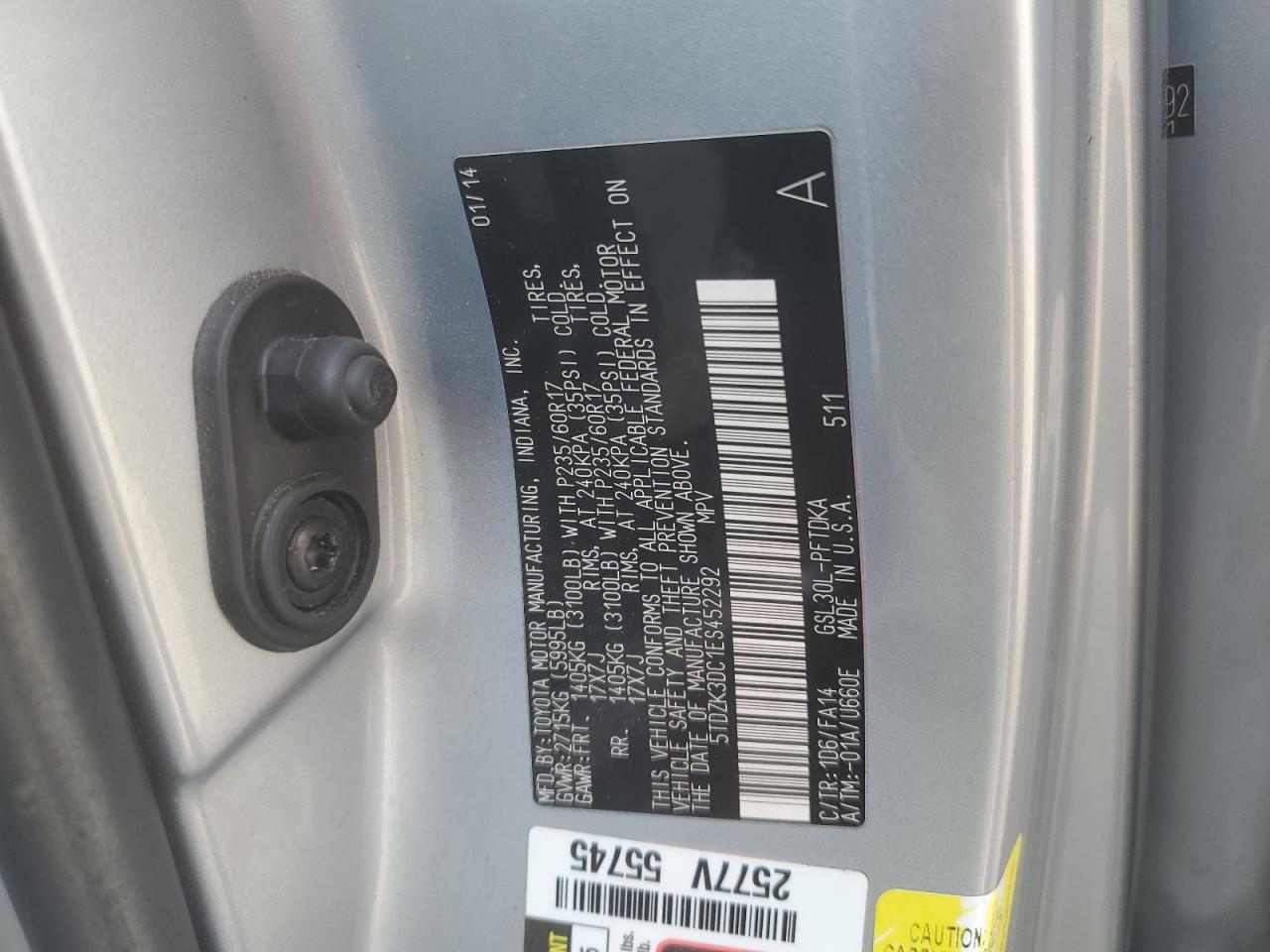 2014 TOYOTA SIENNA