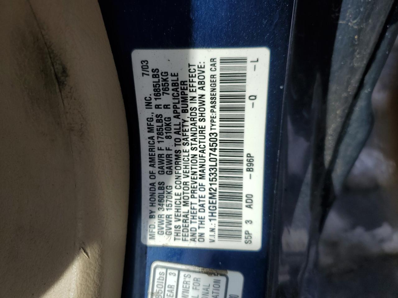 2003 HONDA CIVIC
