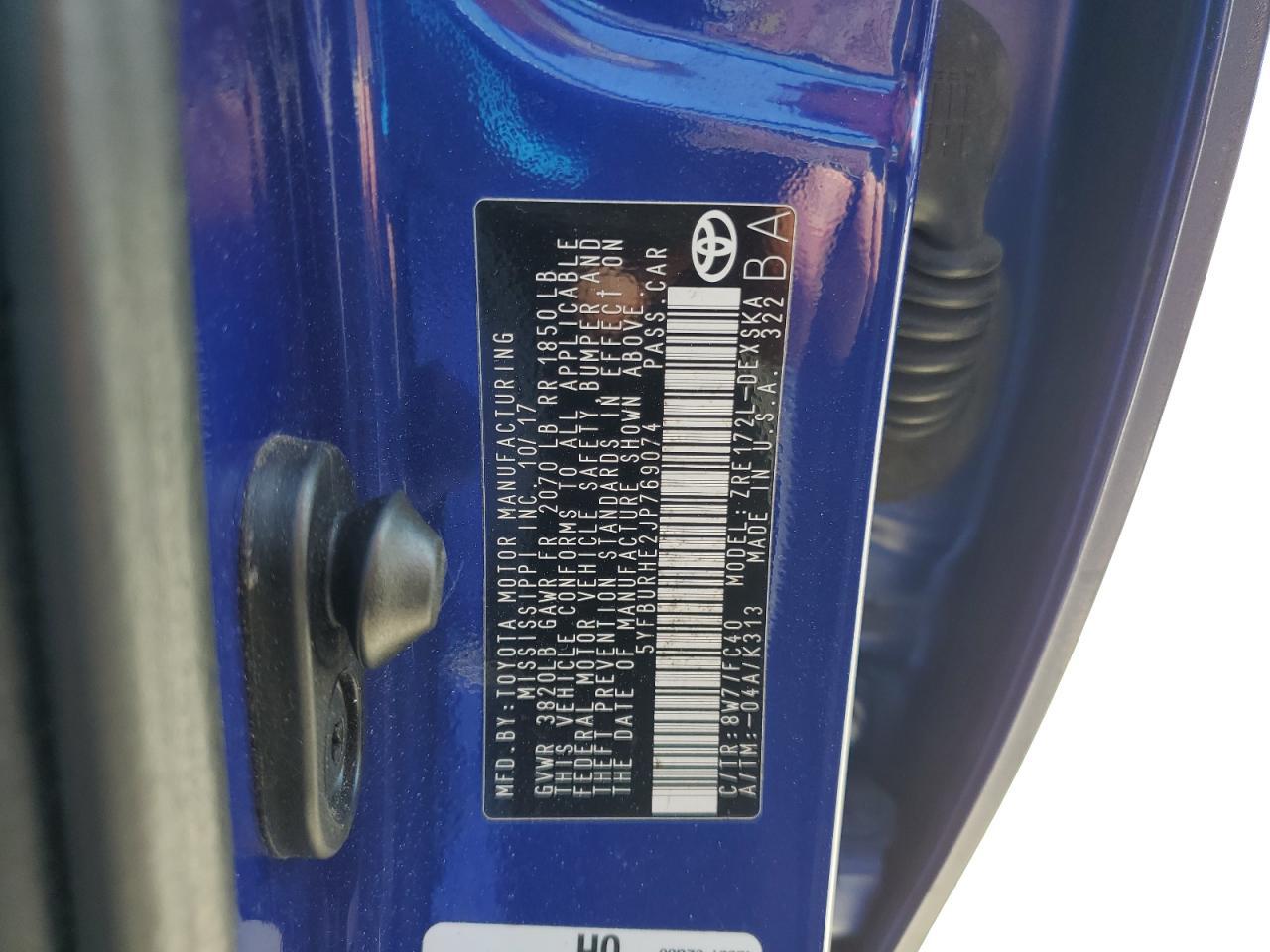 2018 TOYOTA COROLLA
