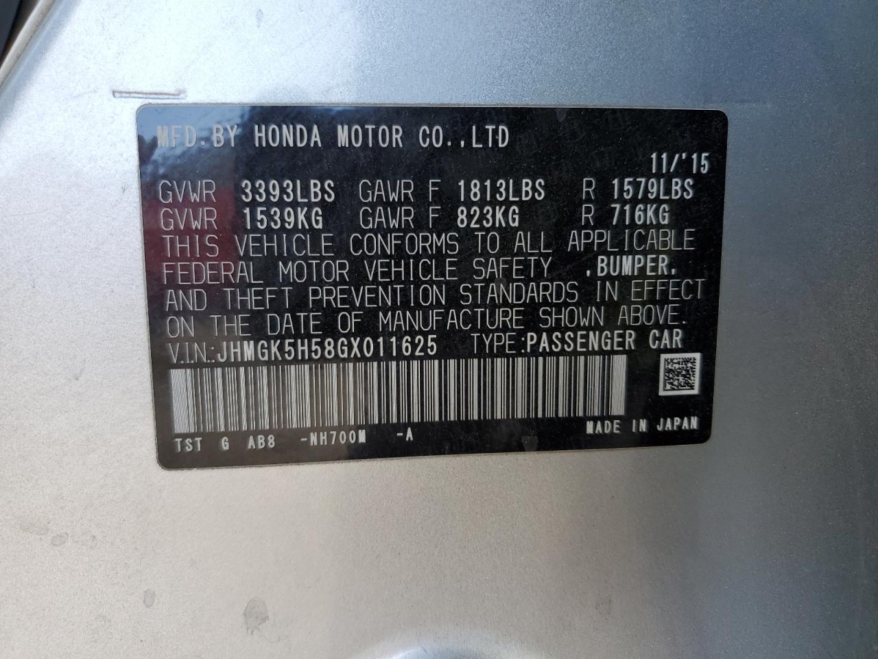 2016 HONDA FIT