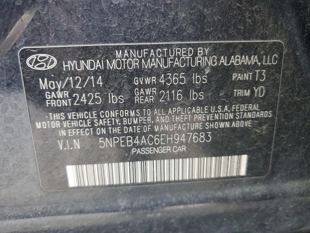 2014 HYUNDAI SONATA