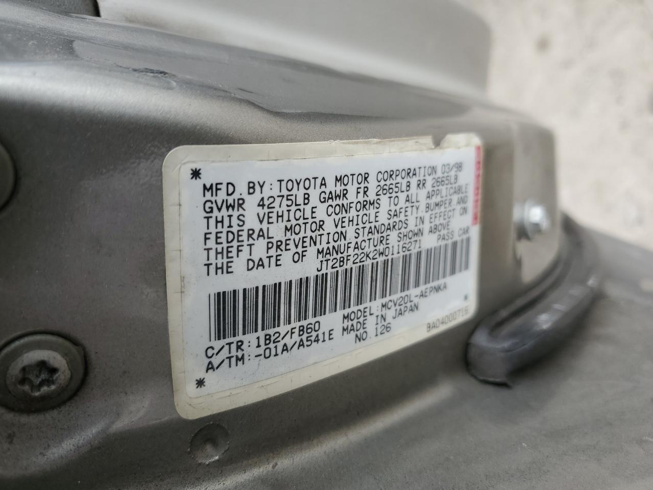 1998 TOYOTA CAMRY