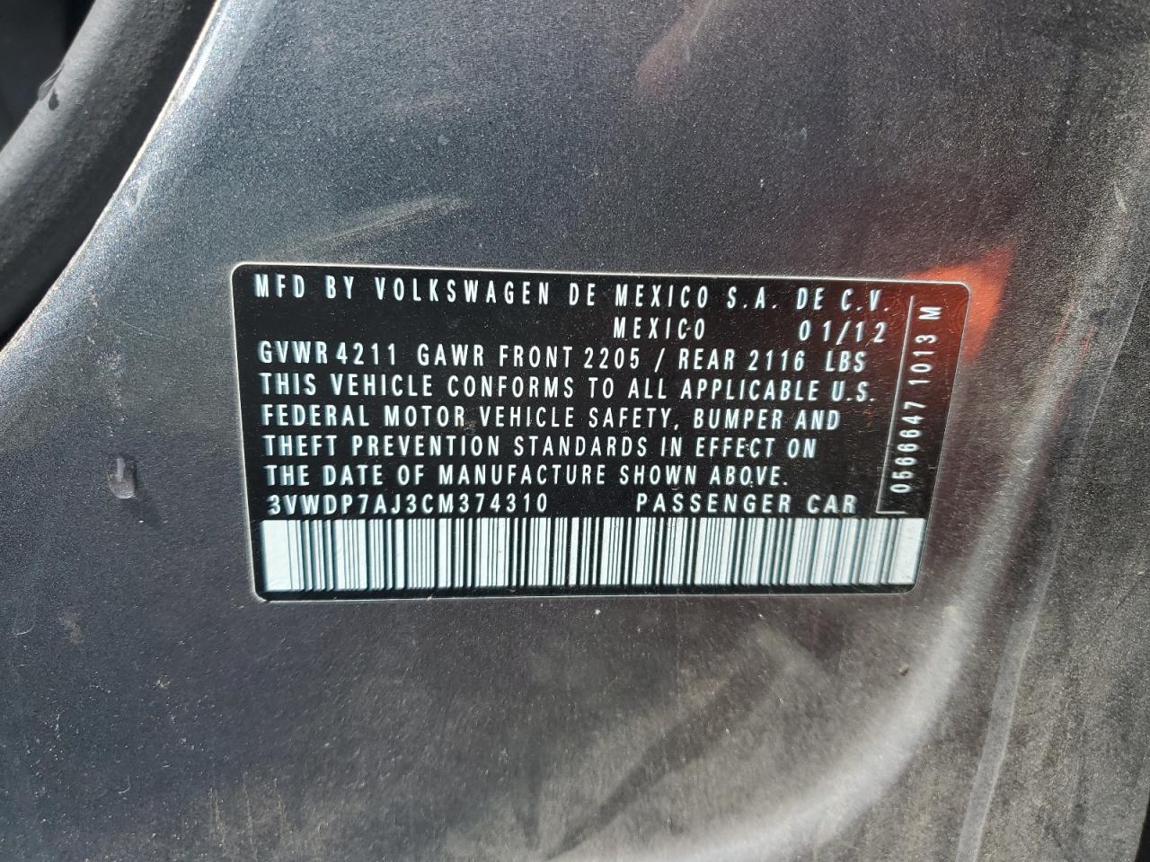 2012 VOLKSWAGEN JETTA