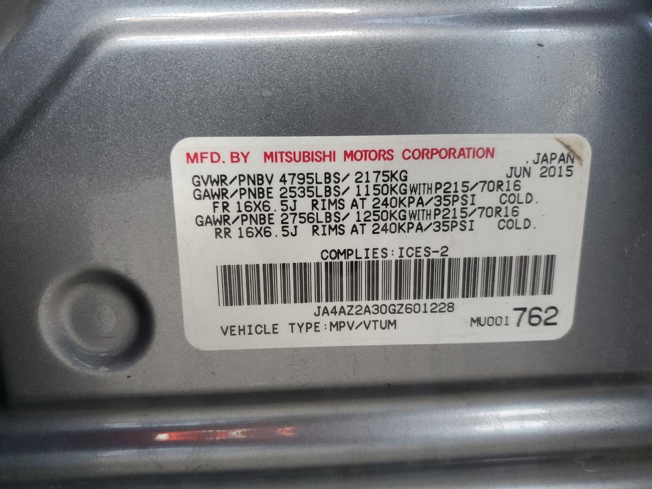 2016 MITSUBISHI outlander