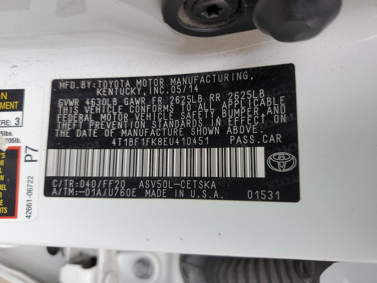 2014 TOYOTA CAMRY