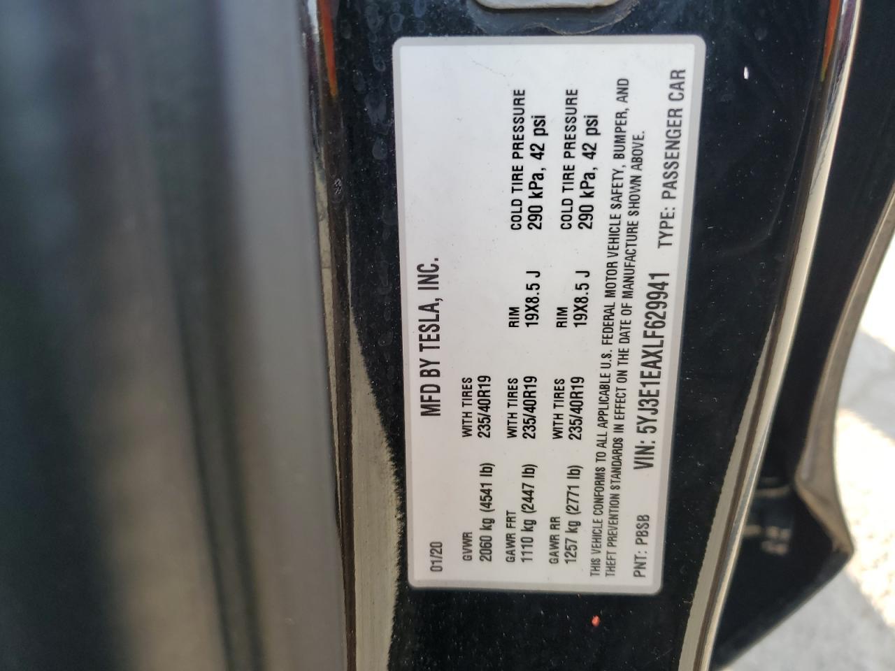 2020 TESLA MODEL 3