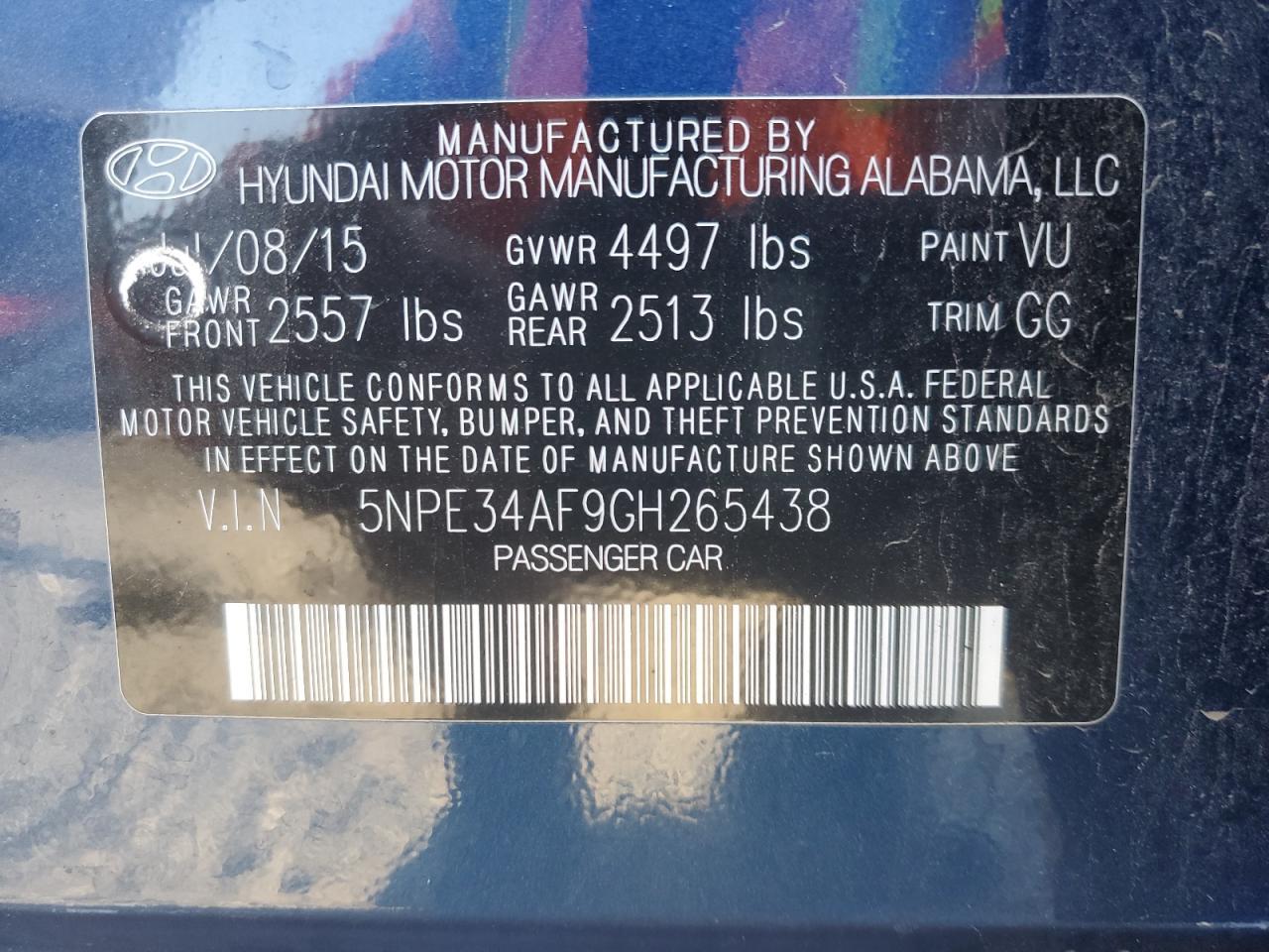 2016 HYUNDAI SONATA