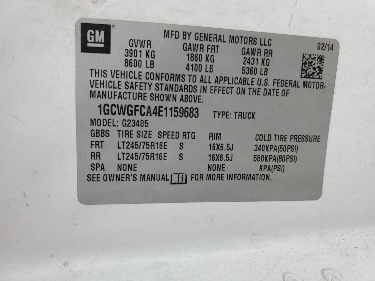 2014 CHEVROLET EXPRESS 2500