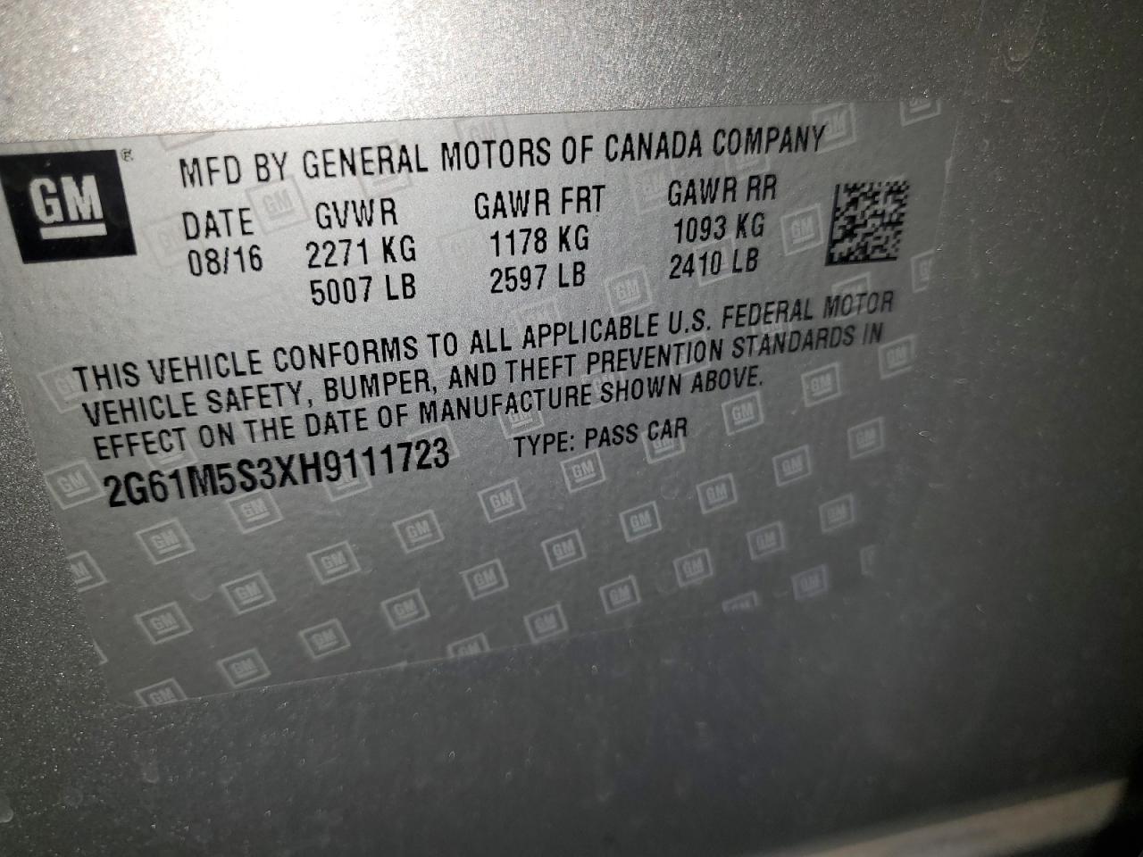2017 CADILLAC XTS