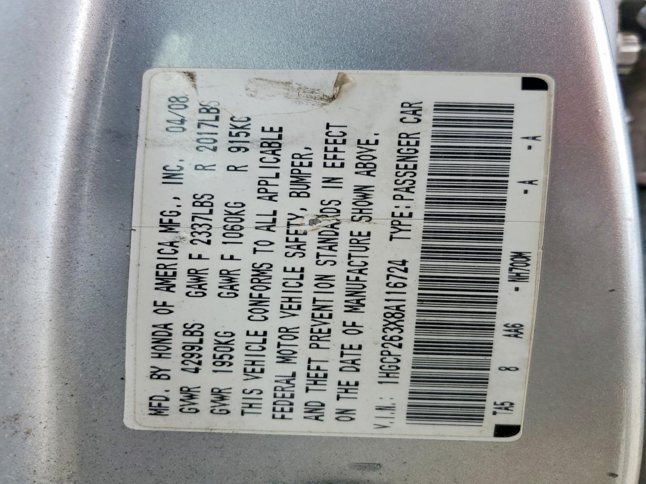 2008 HONDA ACCORD