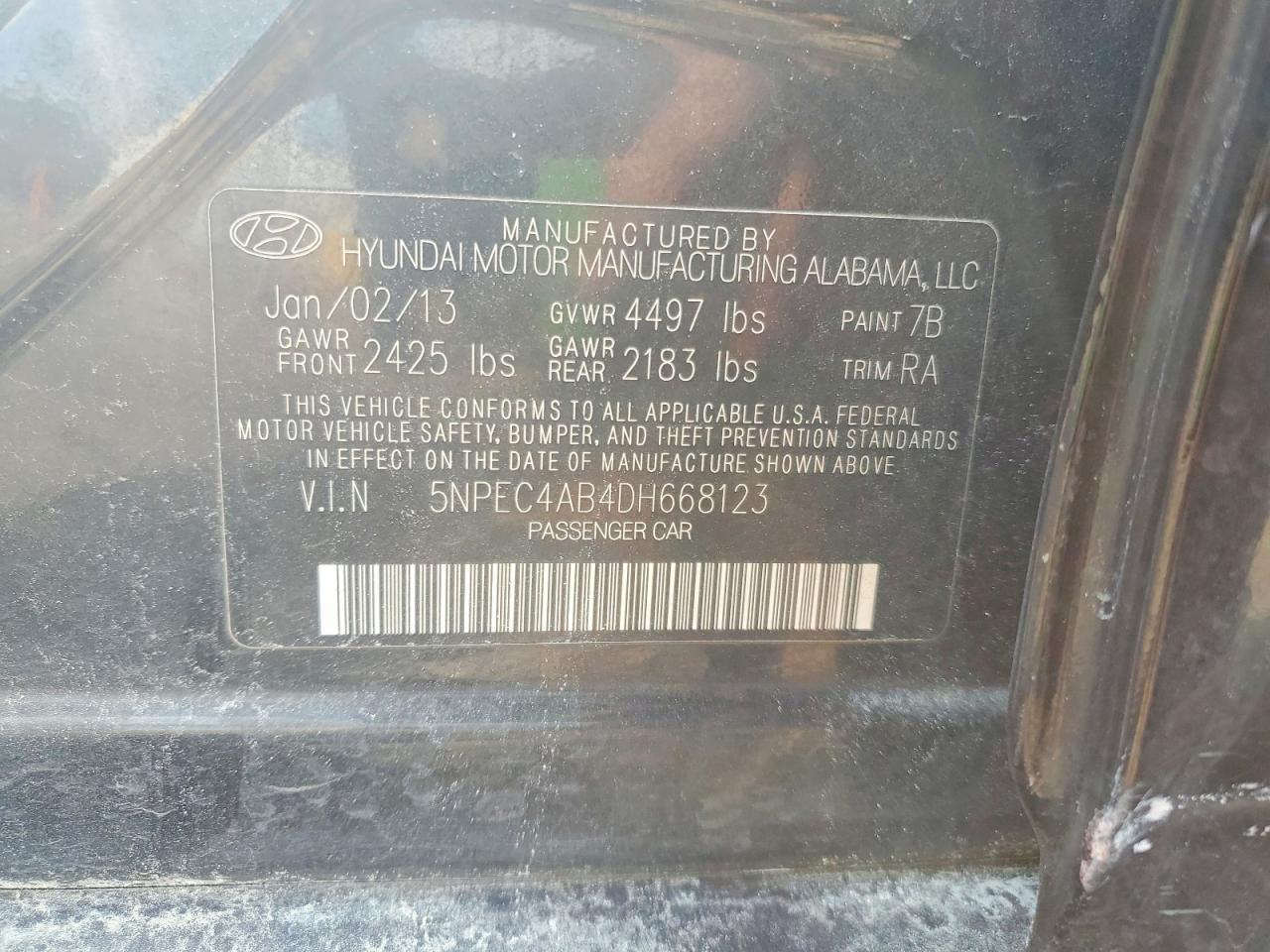 2013 HYUNDAI SONATA