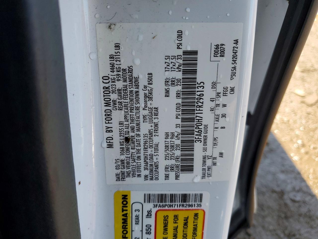 2015 FORD FUSION