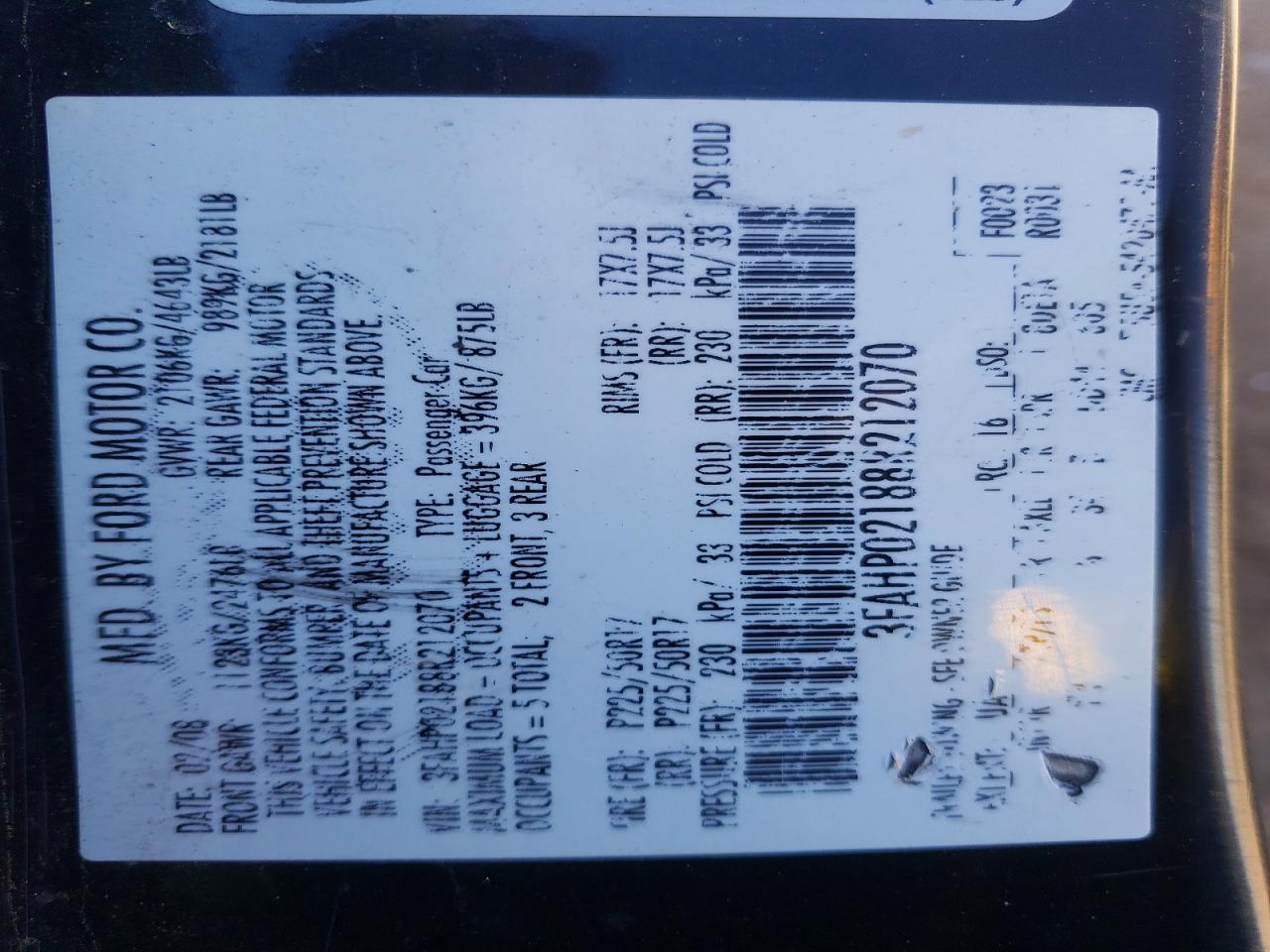 2008 FORD FUSION