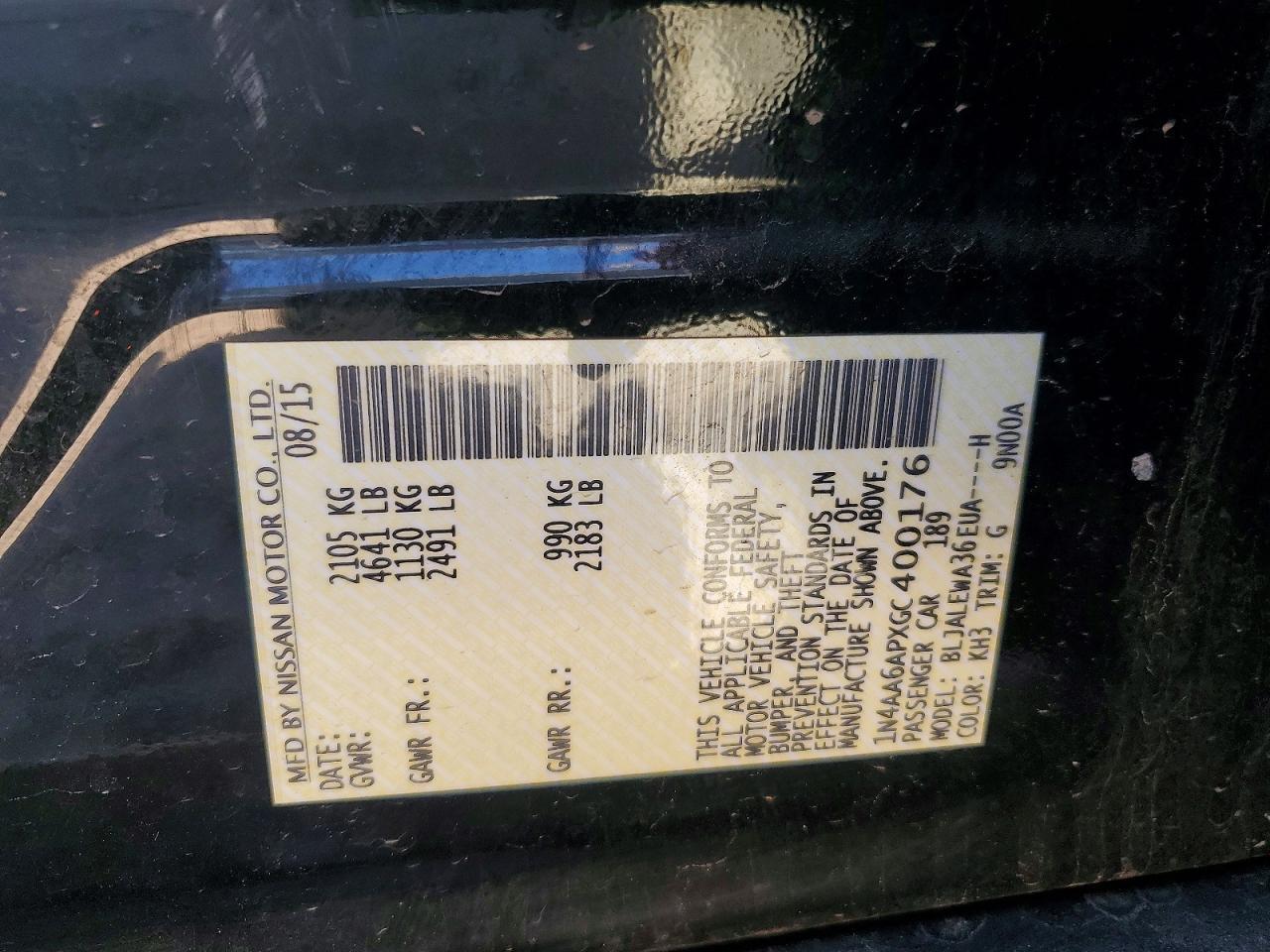 2016 NISSAN Maxima