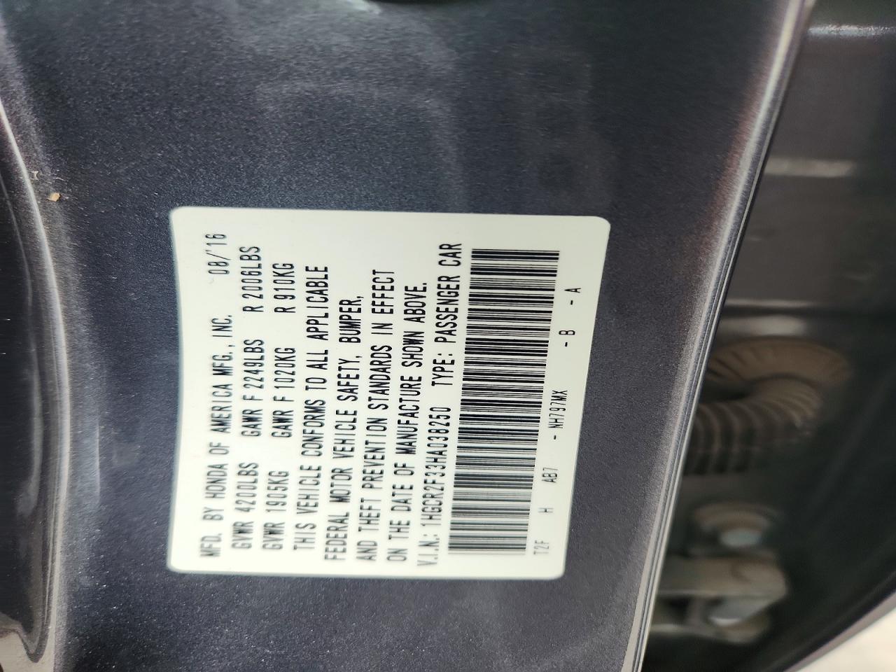 2017 HONDA ACCORD