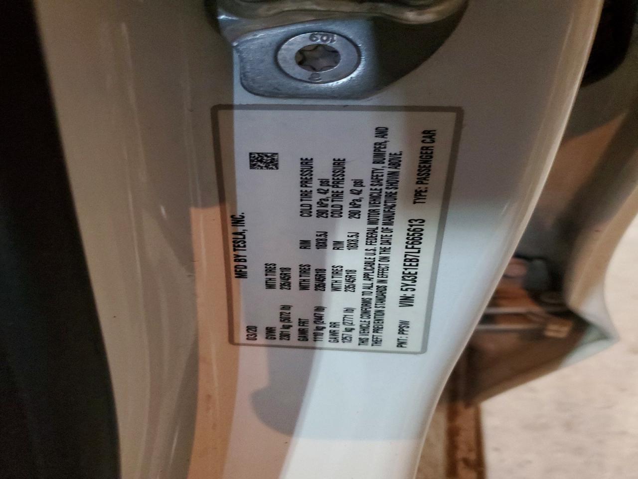 2020 TESLA MODEL 3
