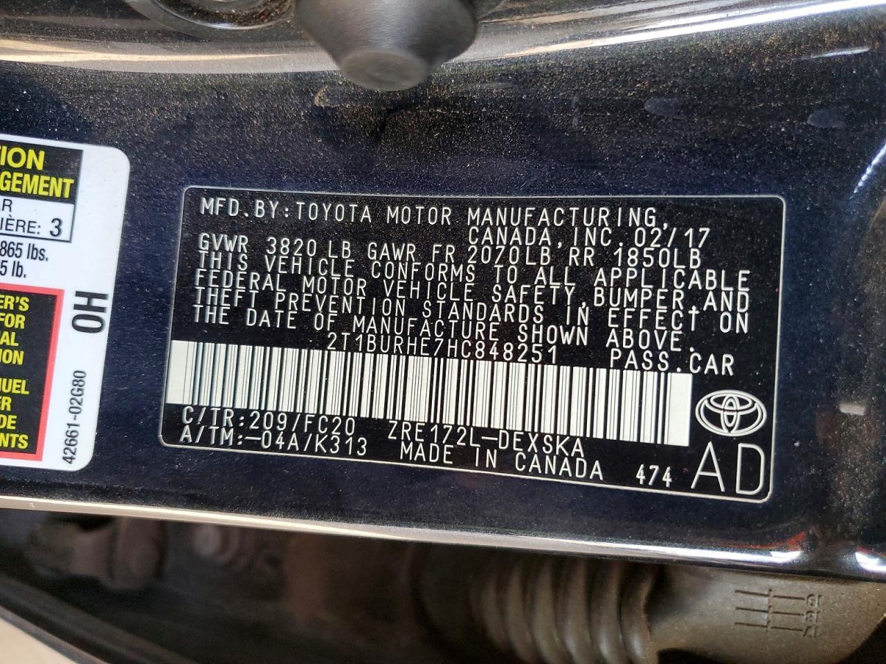 2017 TOYOTA COROLLA