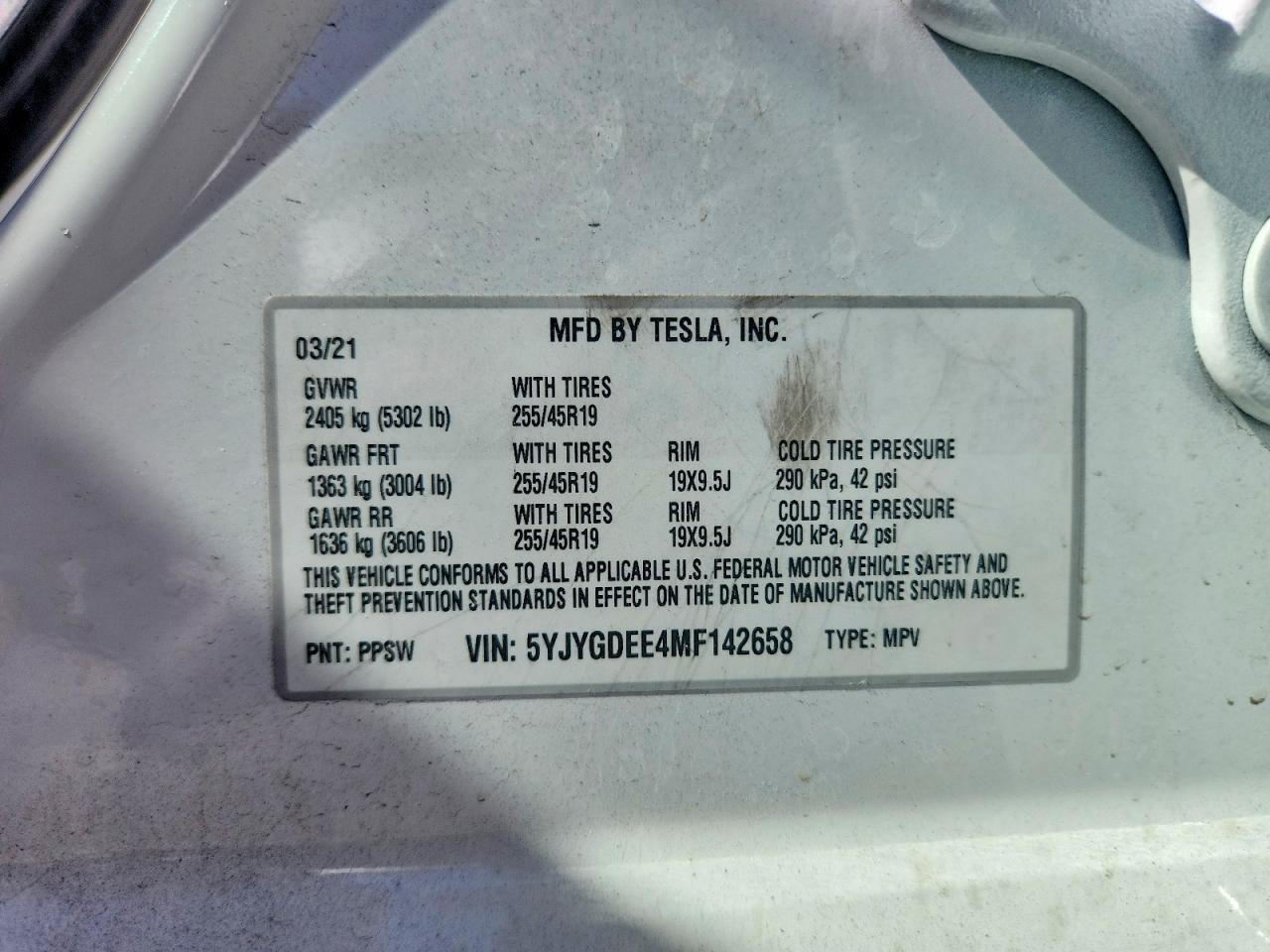 2021 TESLA MODEL Y