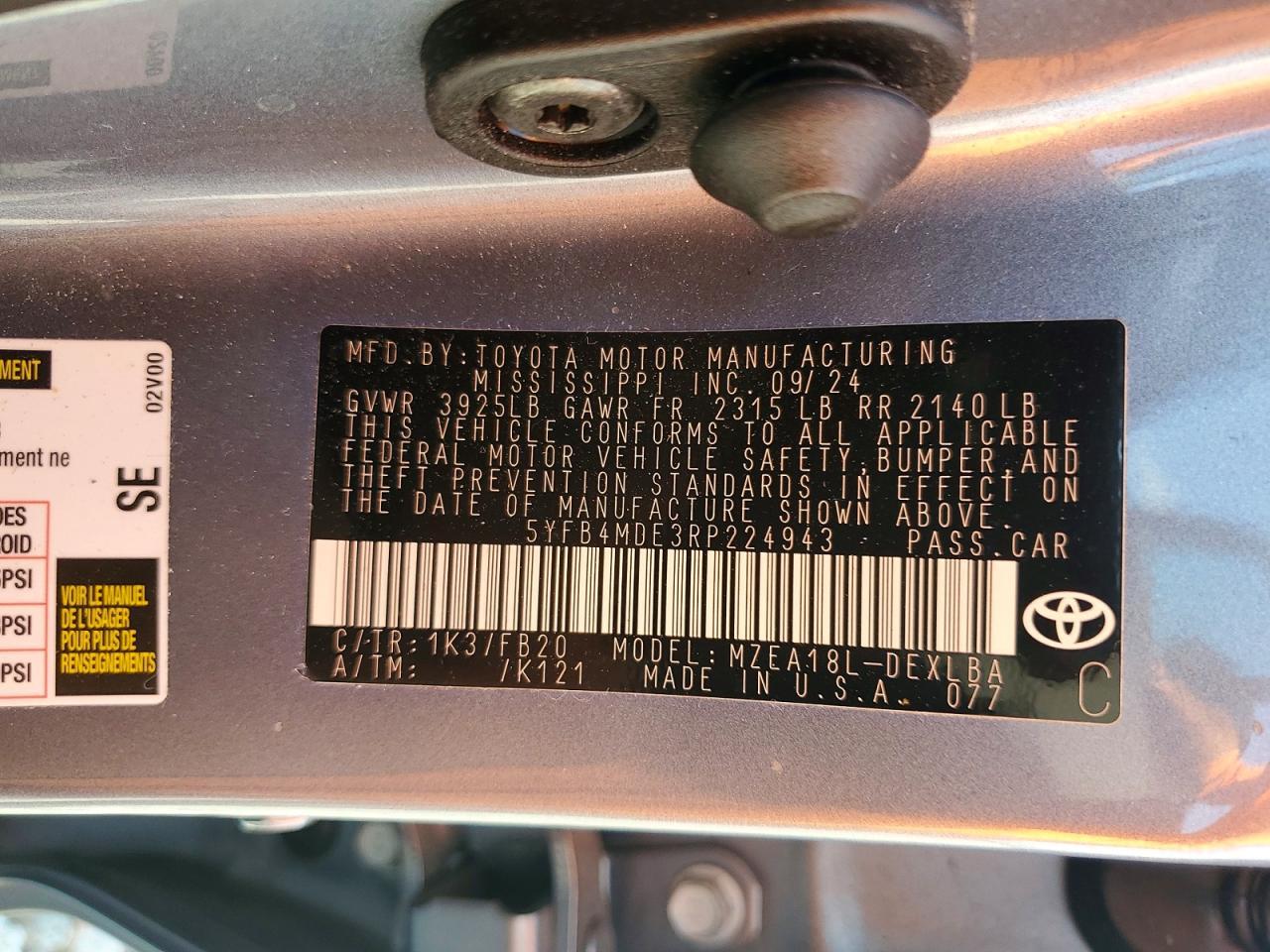 2024 TOYOTA COROLLA