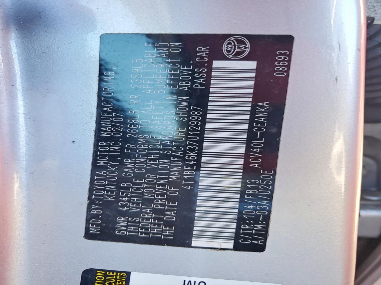 2007 TOYOTA CAMRY