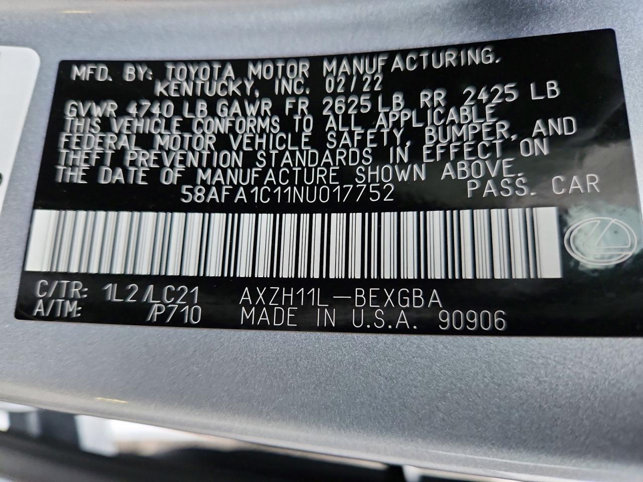 2022 LEXUS ES 300H