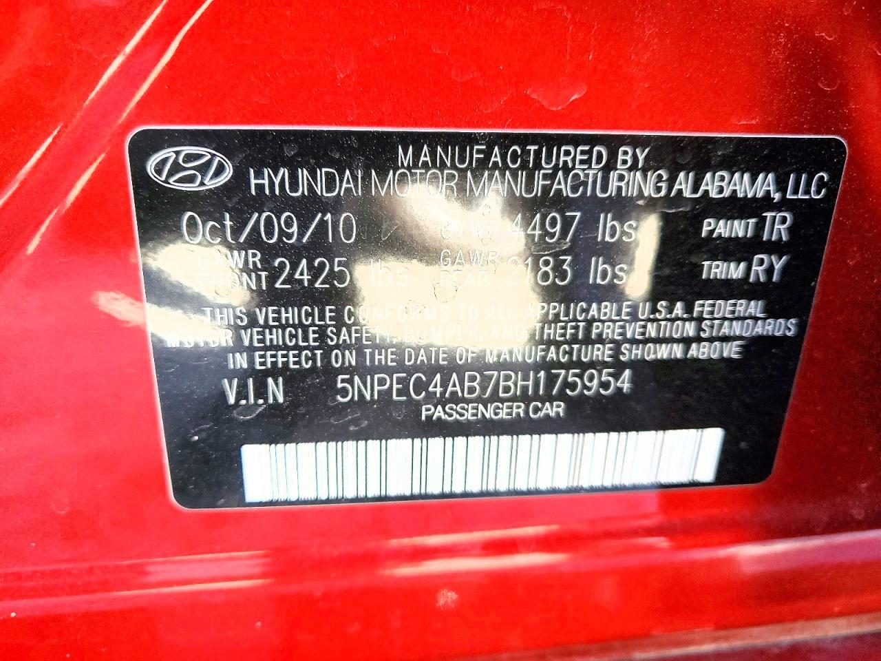 2011 HYUNDAI SONATA