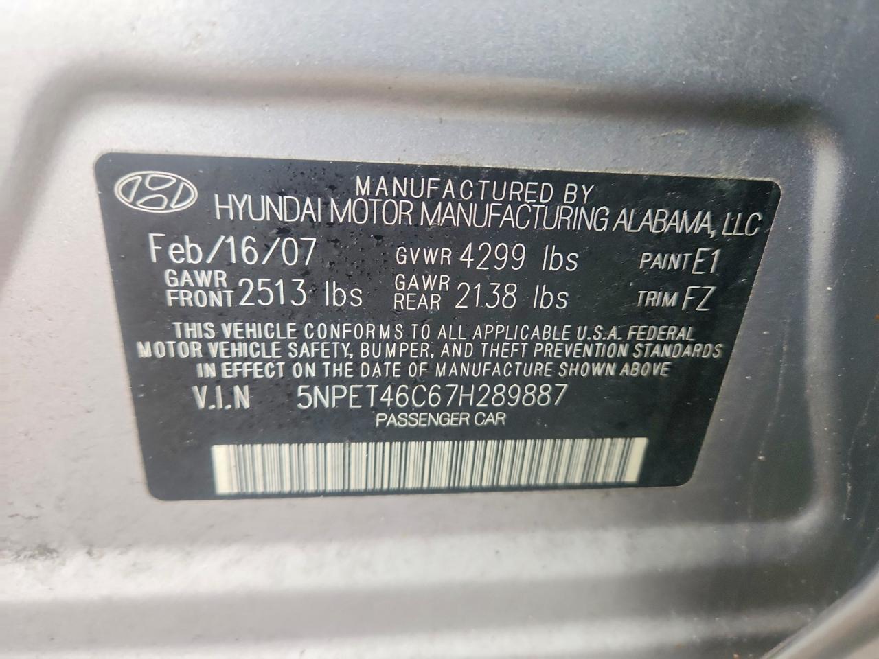 2007 HYUNDAI SONATA