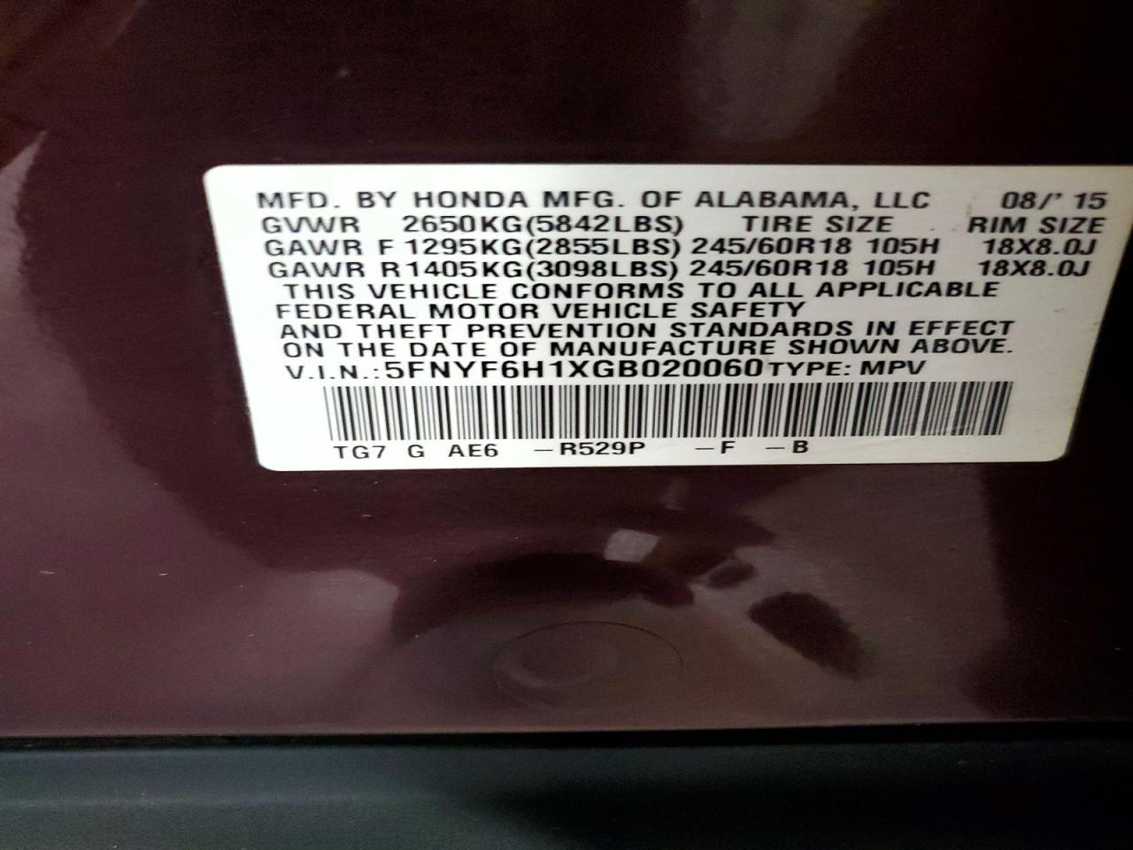 2016 HONDA PILOT
