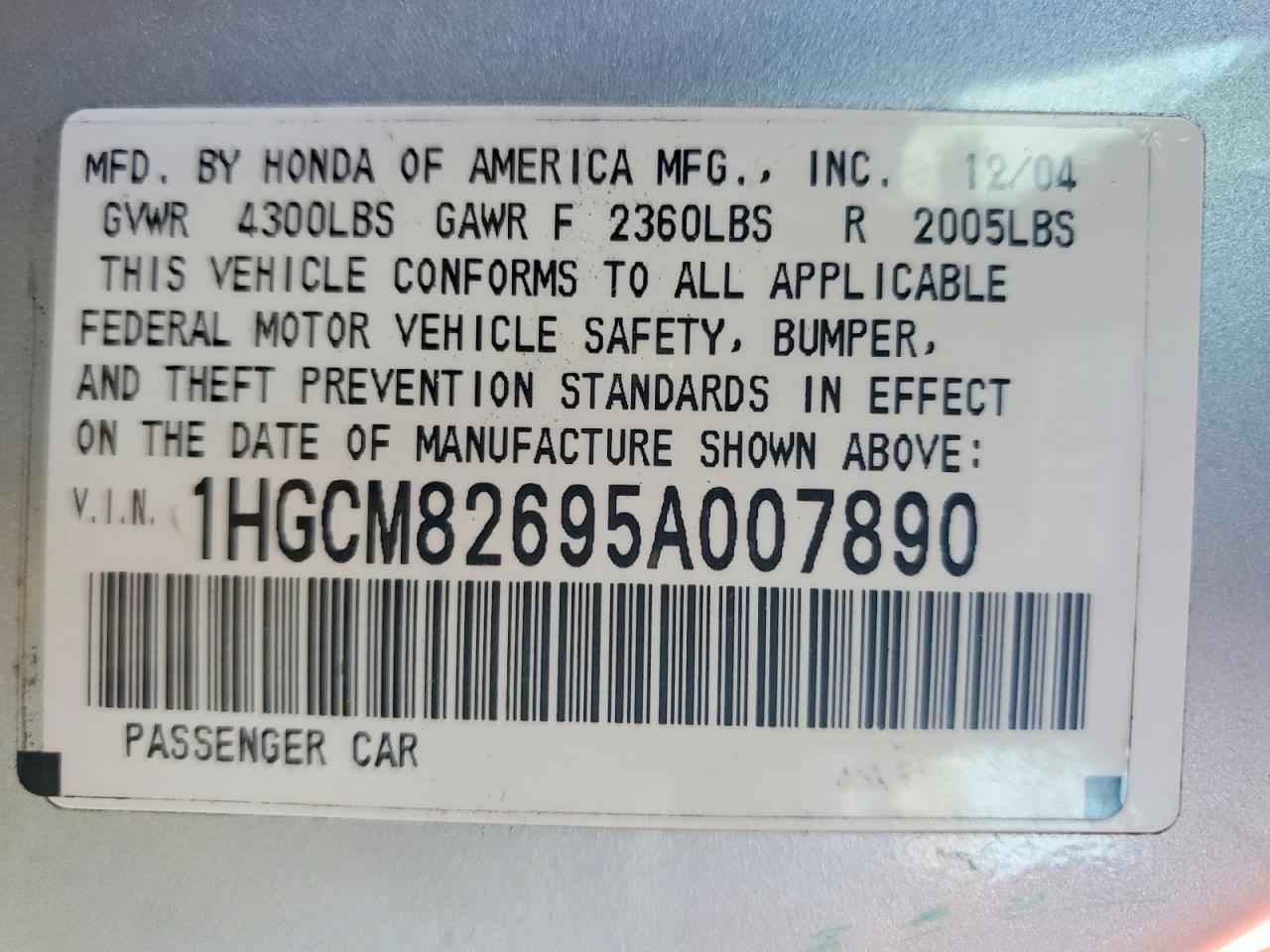 2005 HONDA ACCORD