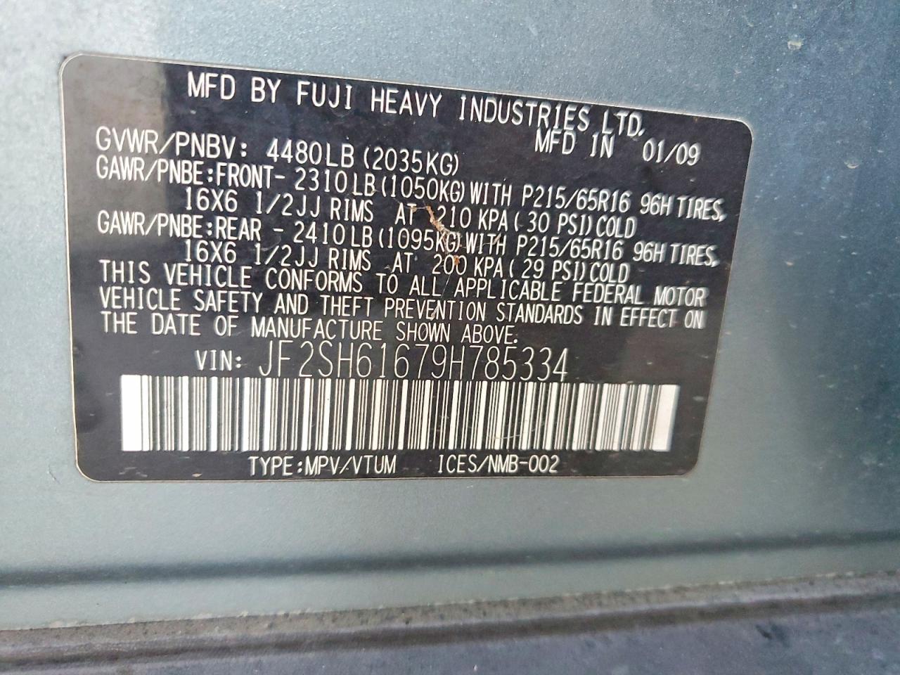 2009 SUBARU FORESTER