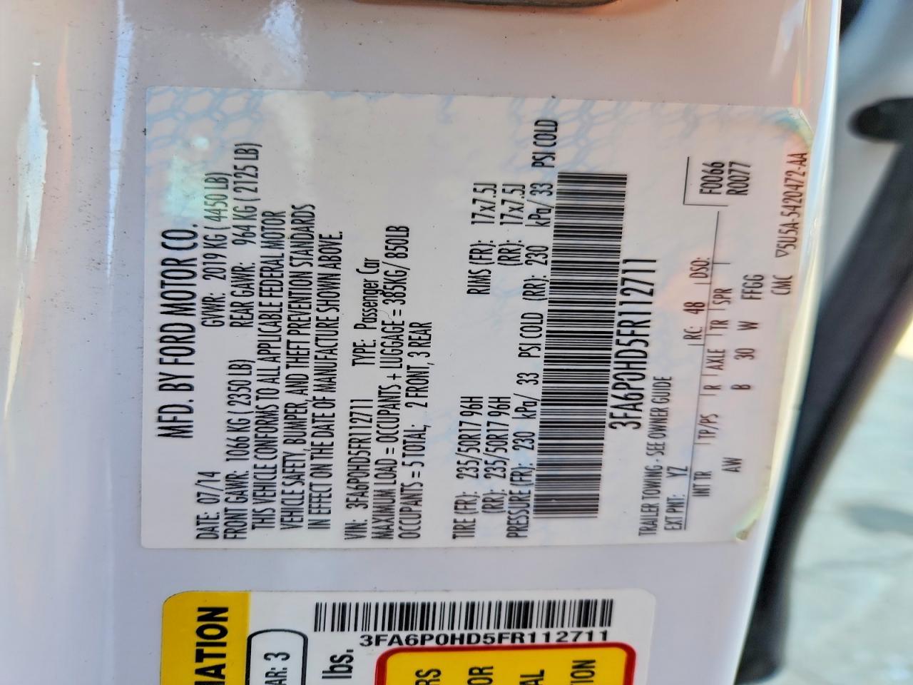 2015 FORD FUSION