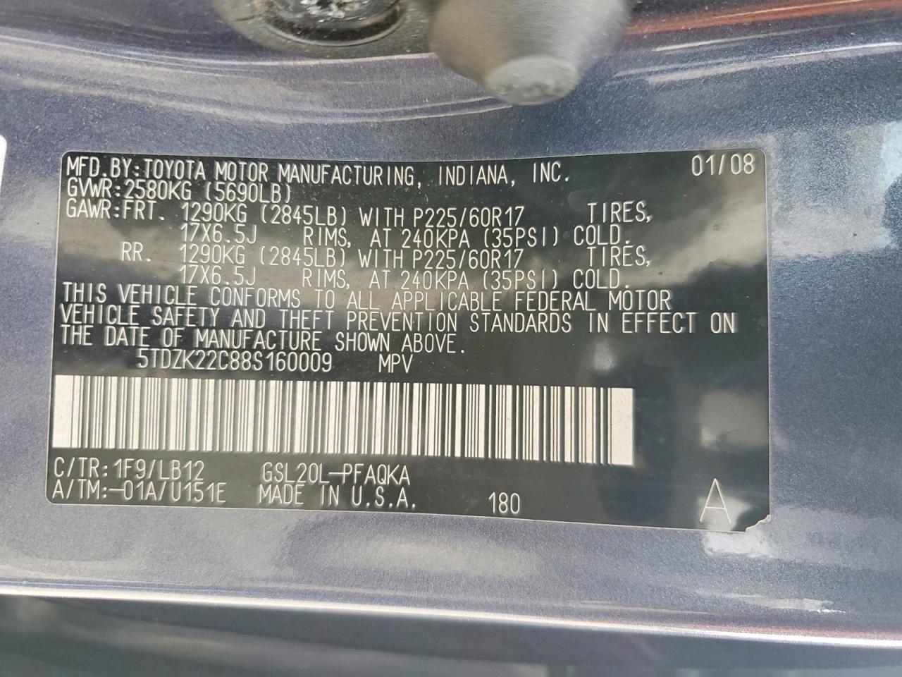 2008 TOYOTA SIENNA