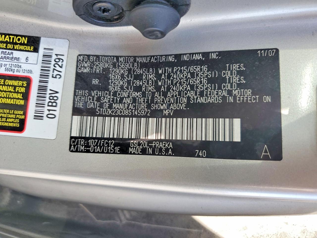 2008 TOYOTA SIENNA