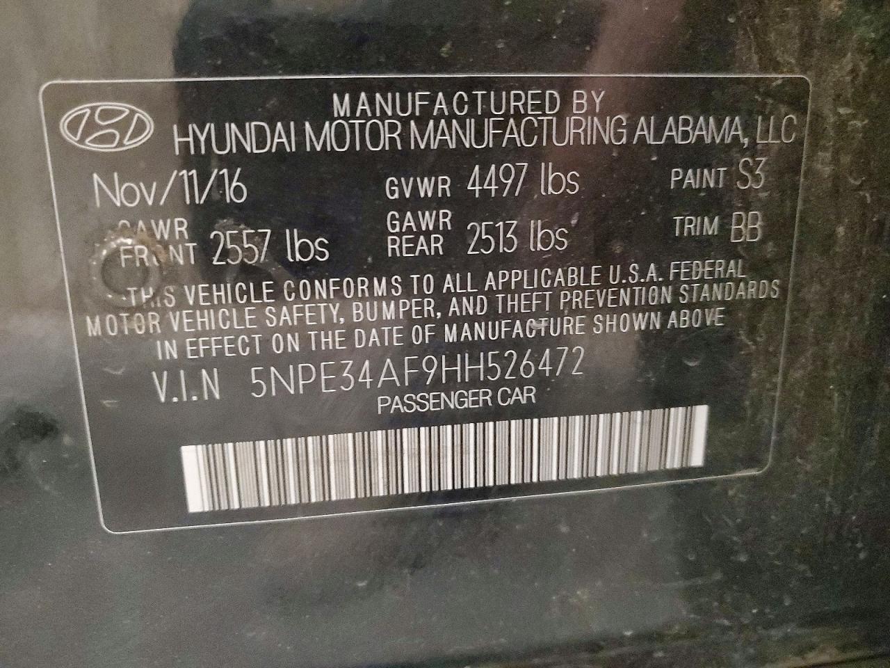 2017 HYUNDAI SONATA