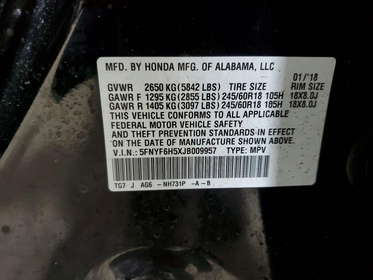 2018 HONDA PILOT