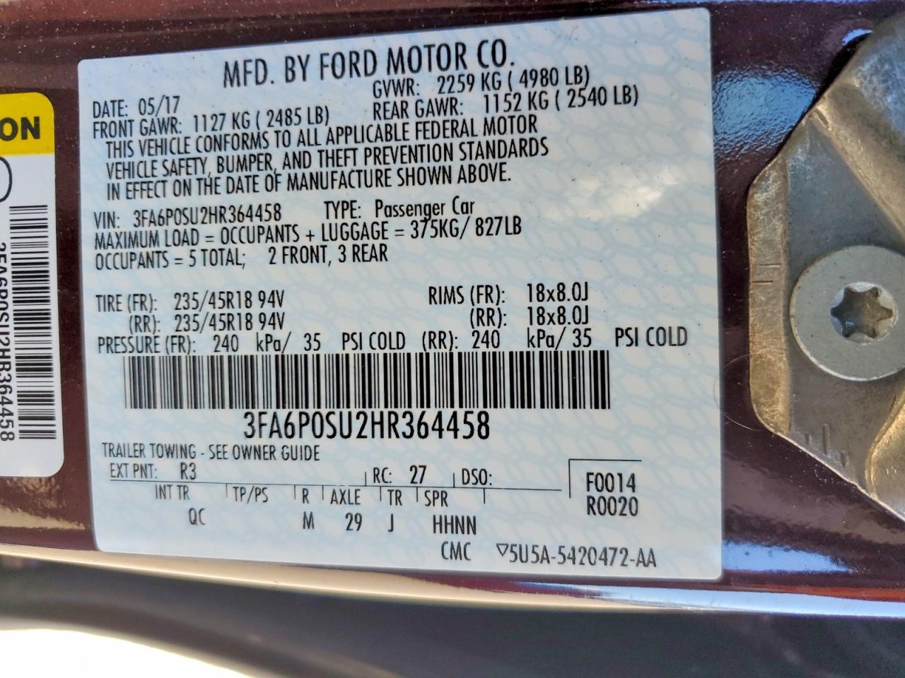 2017 FORD FUSION