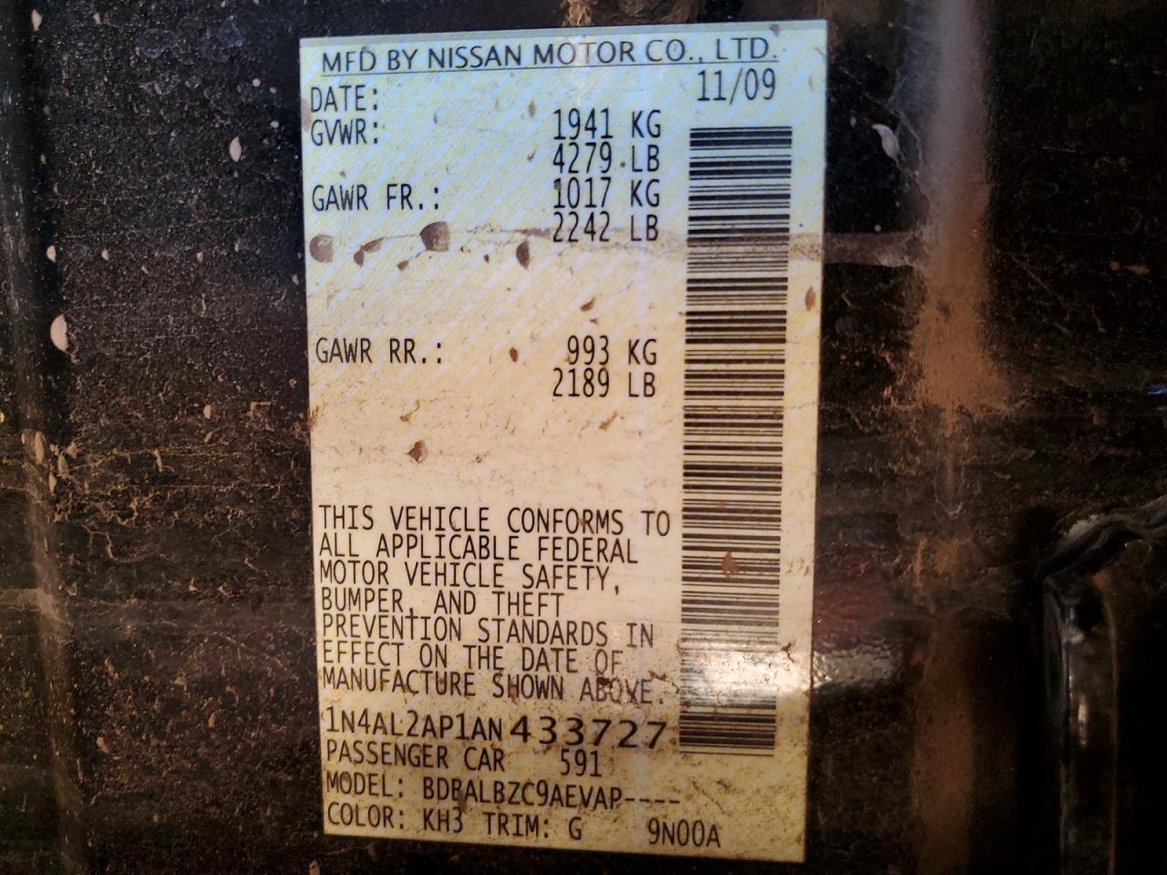 2010 NISSAN ALTIMA
