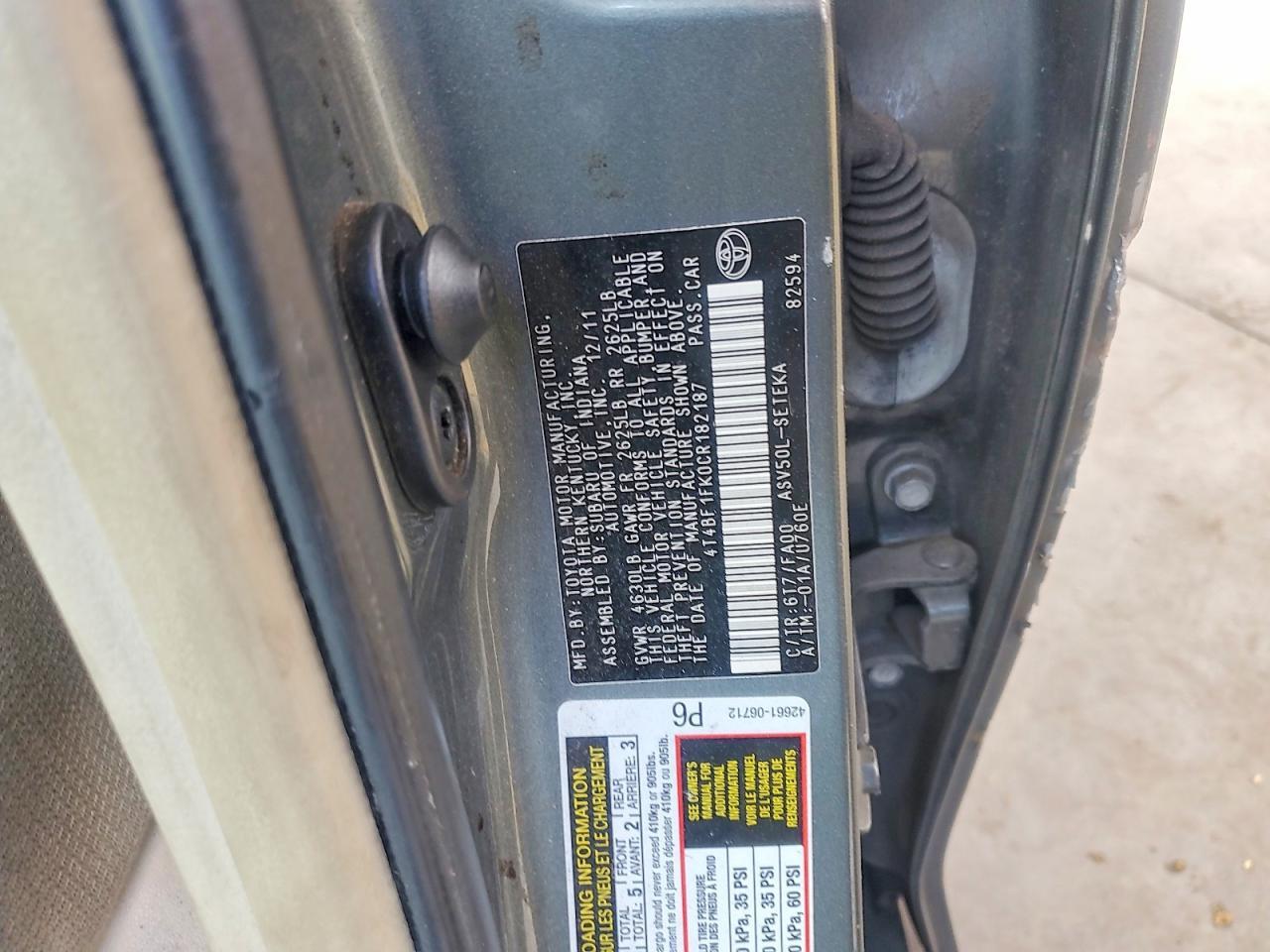 2012 TOYOTA CAMRY
