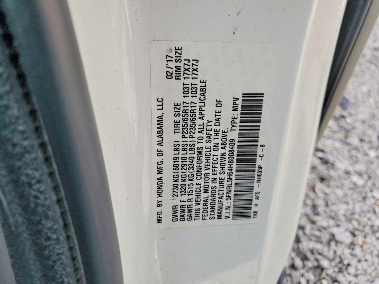 2017 HONDA ODYSSEY