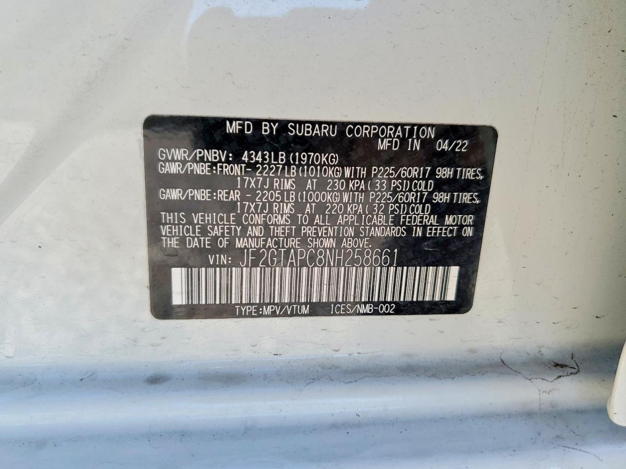 2022 SUBARU Crosstrek