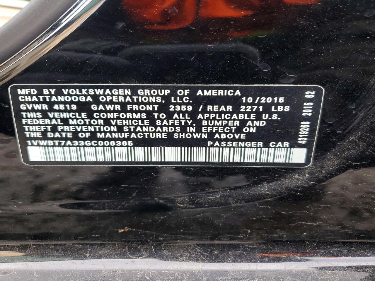 2016 VOLKSWAGEN Passat