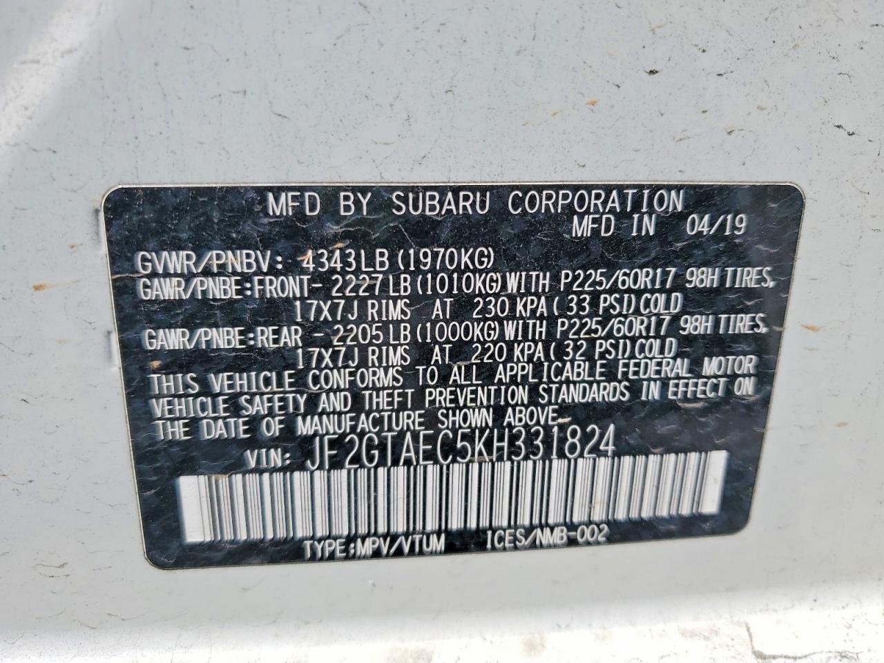 2019 SUBARU Crosstrek