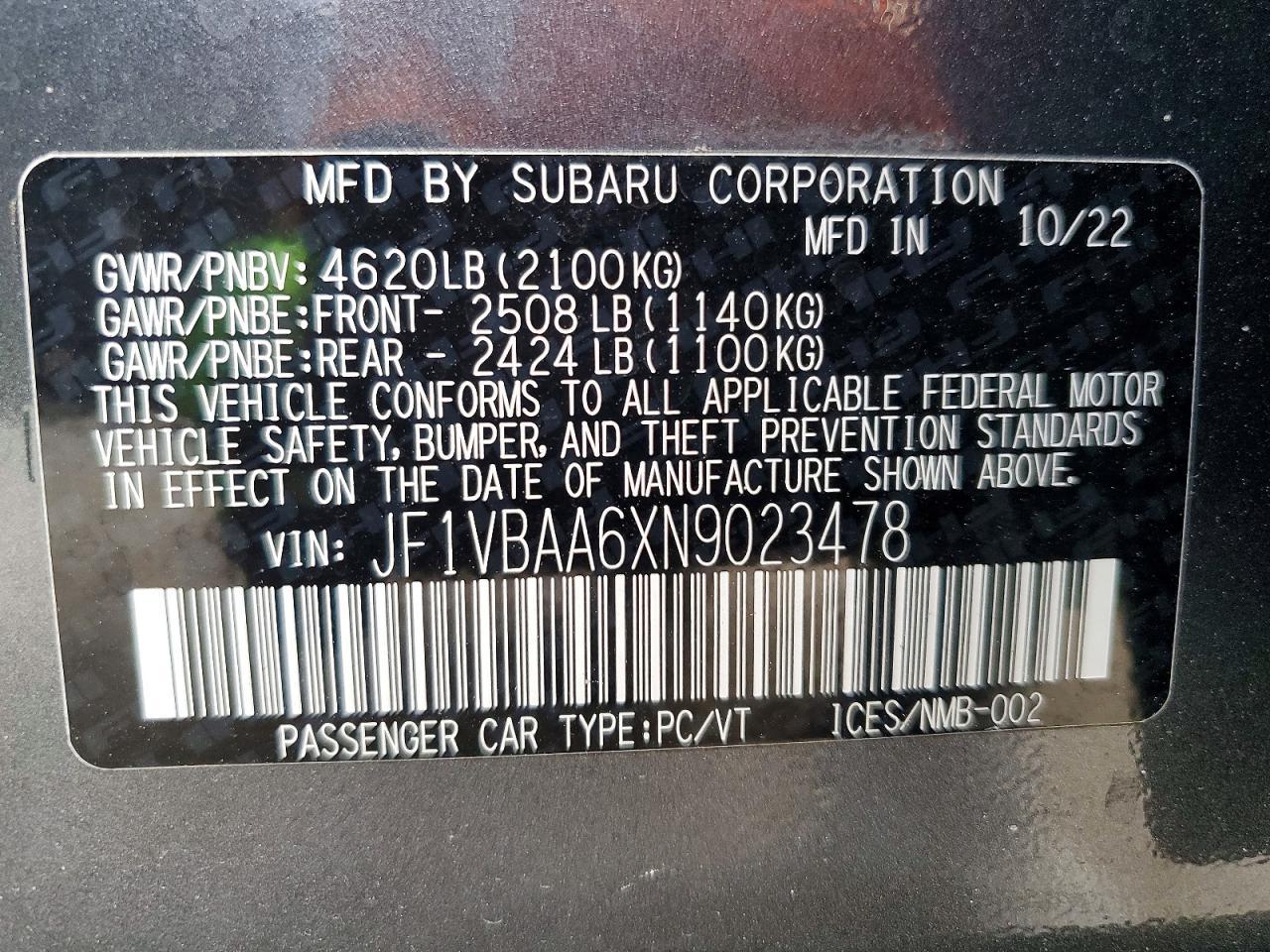 2022 SUBARU WRX