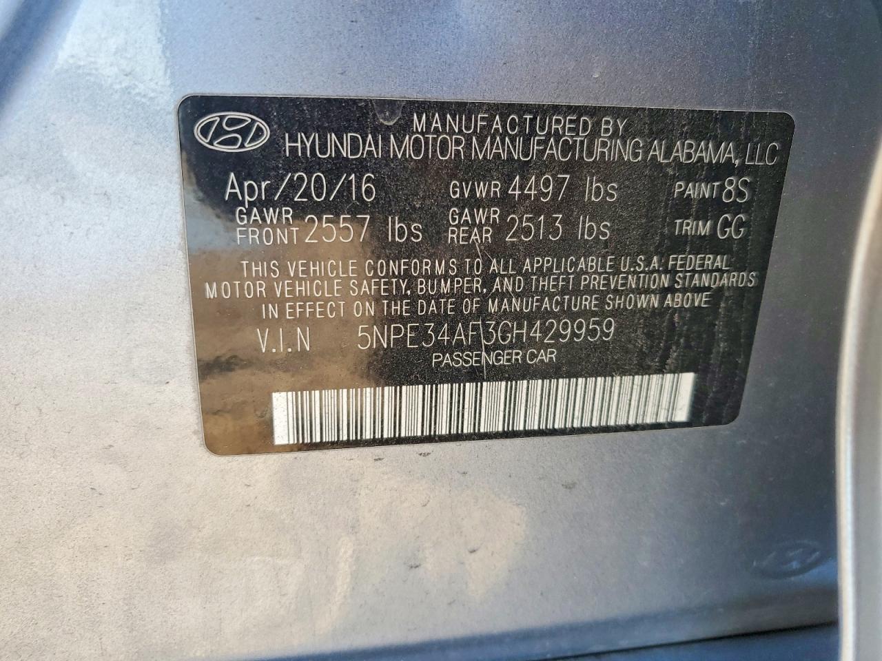 2016 HYUNDAI SONATA