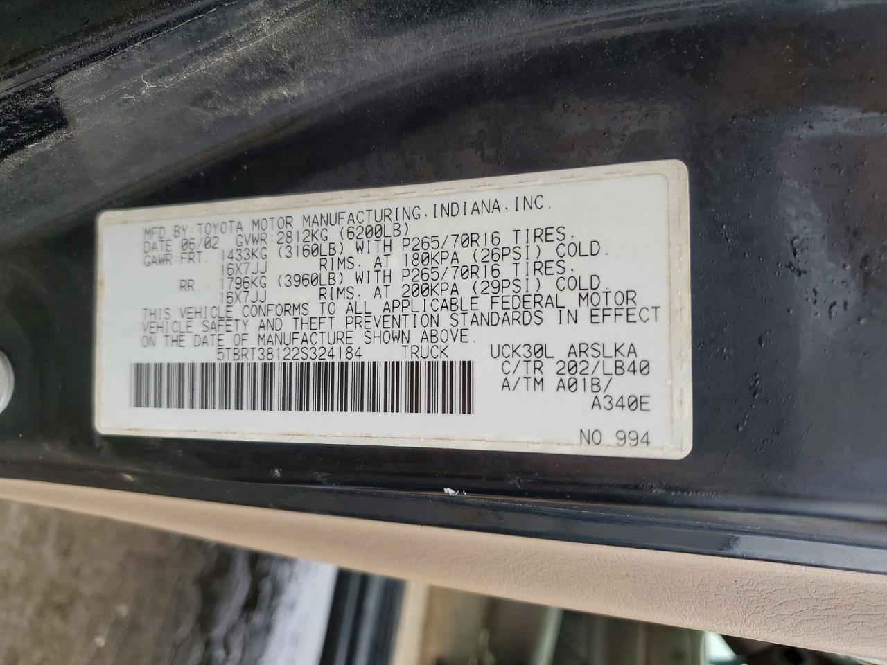 2002 TOYOTA TUNDRA