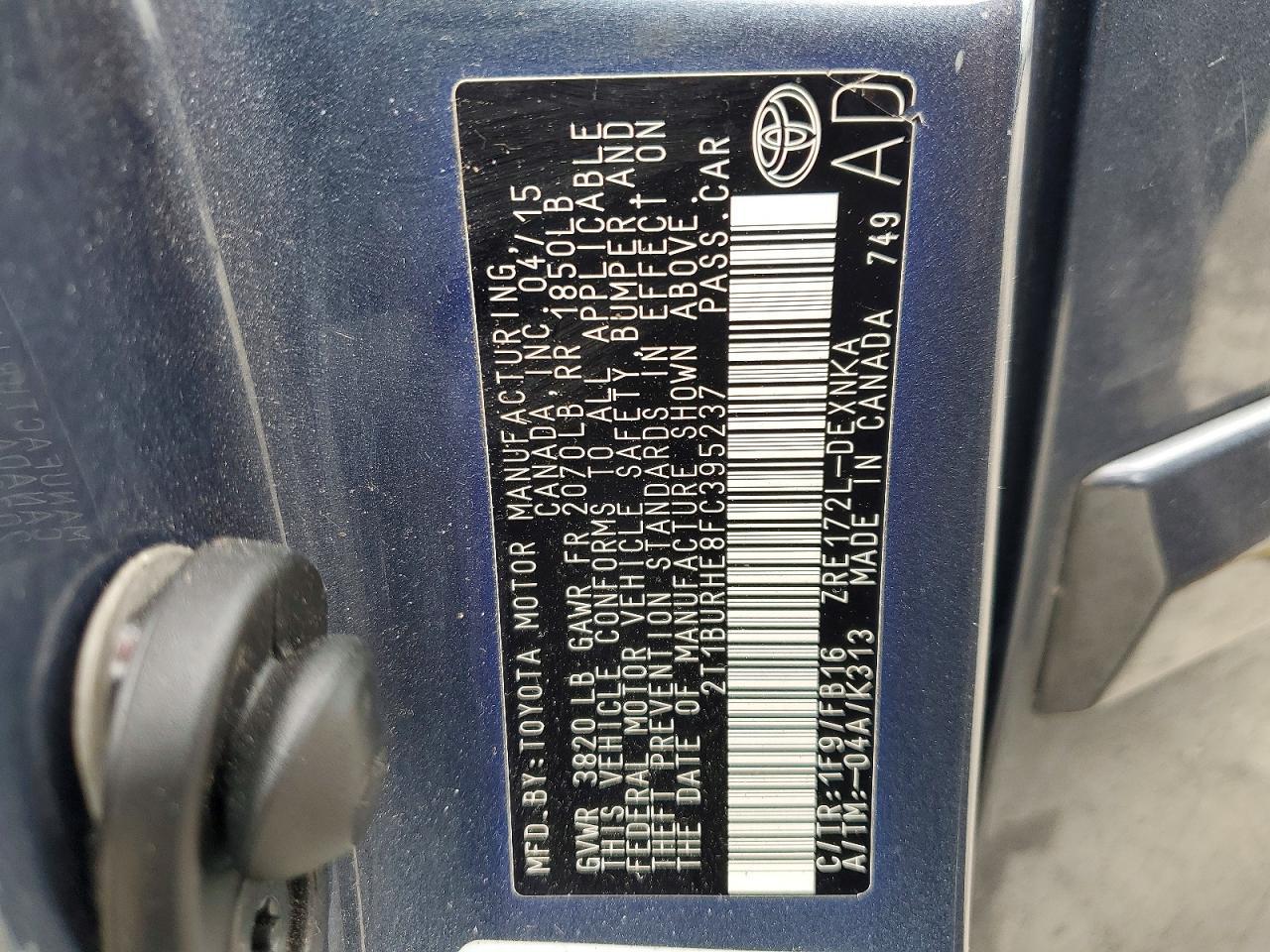 2015 TOYOTA COROLLA